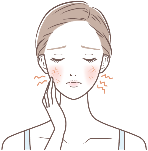 レーザーの痛みで悩む女性のイラスト